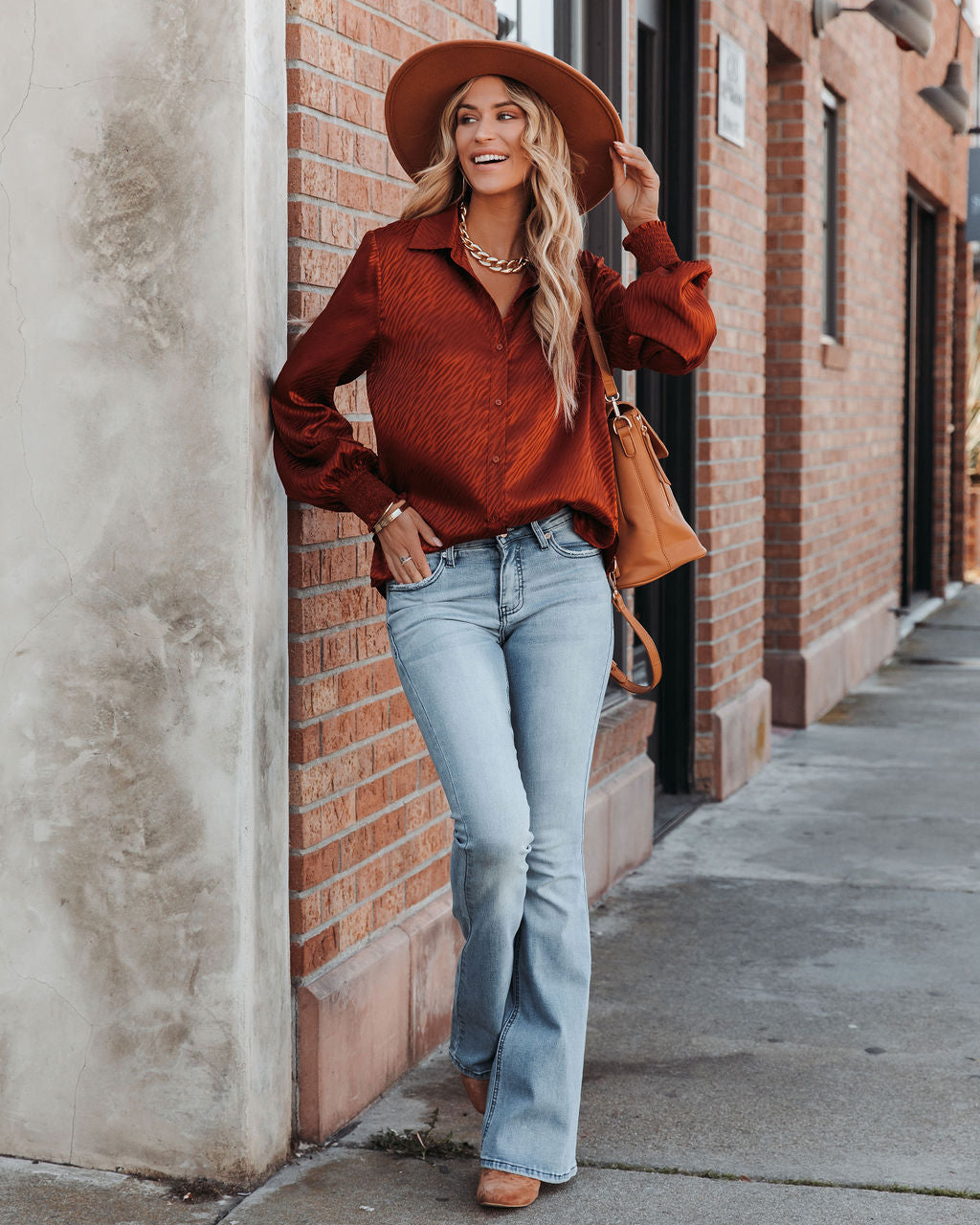 Glitzy Night Satin Button Down Blouse
