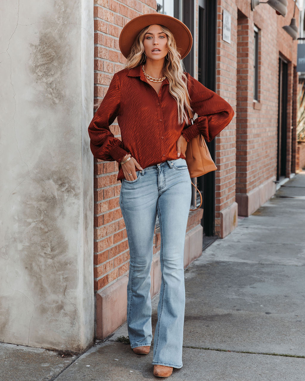 Glitzy Night Satin Button Down Blouse