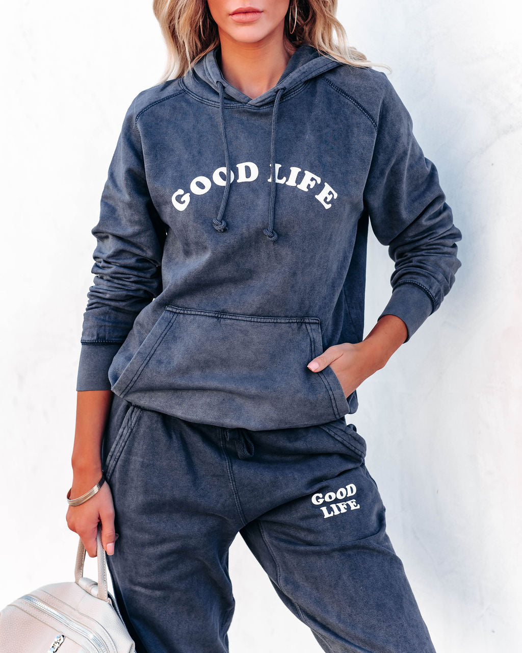Good Life Cotton Pocketed Hoodie - Navy