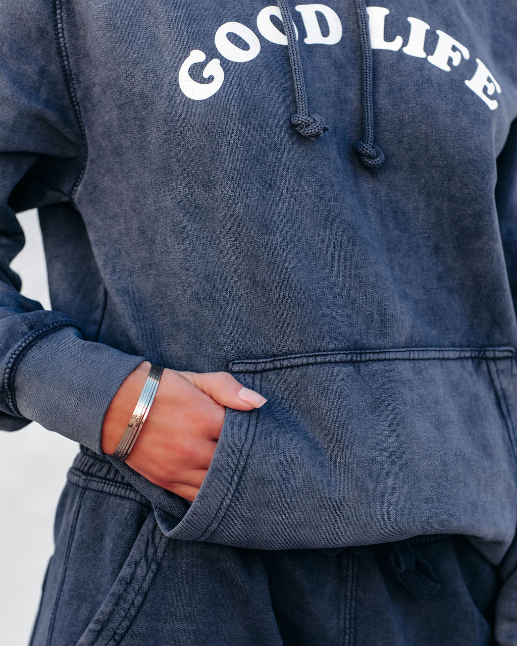 Good Life Cotton Pocketed Hoodie - Navy