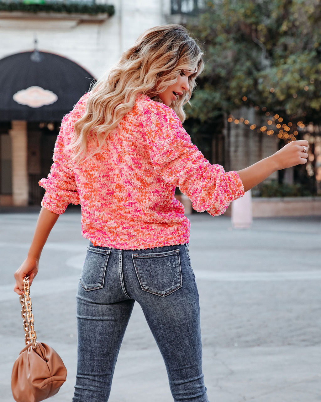 Good Mood Button Front Crop Knit Cardigan - Pink Multi