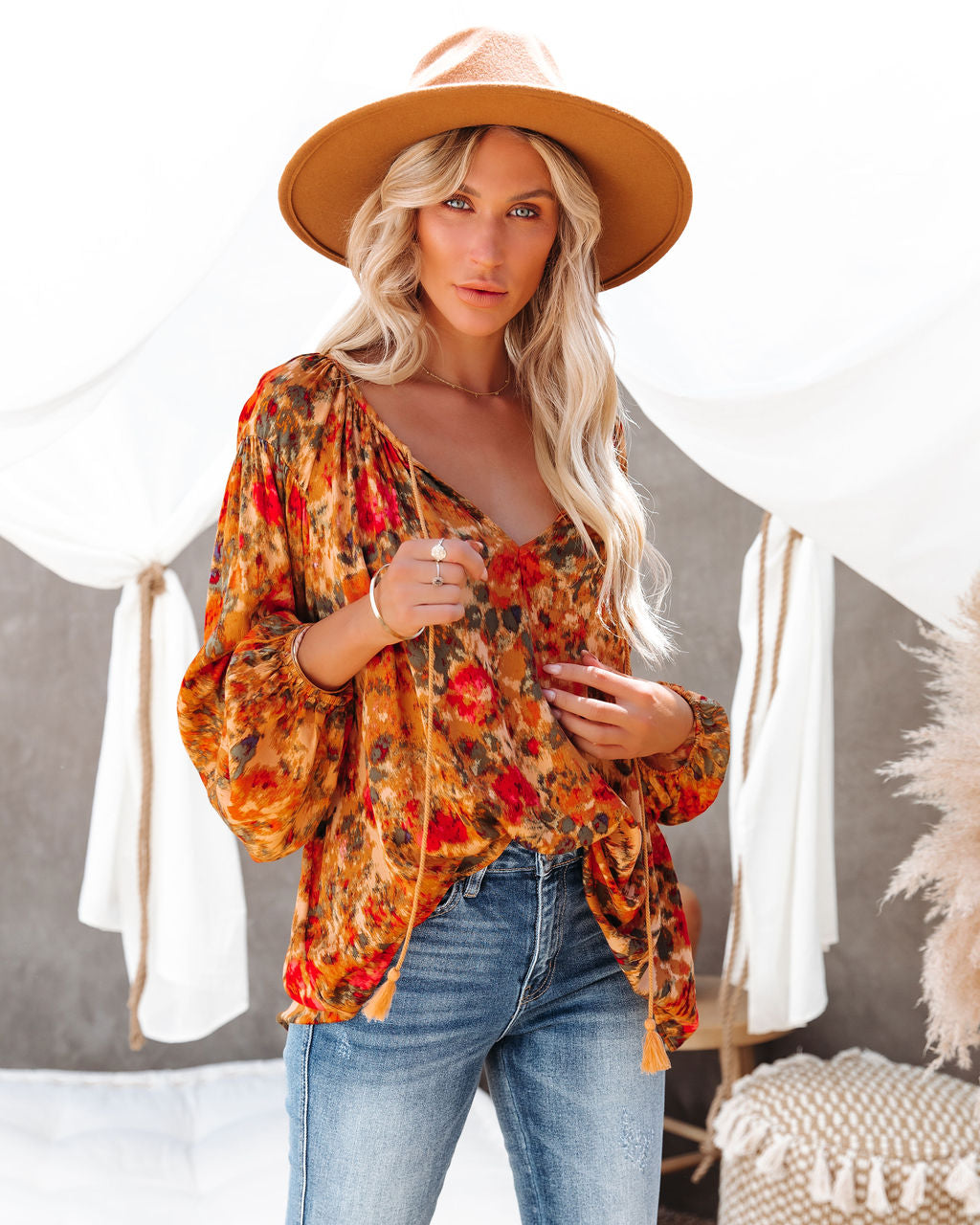Good Natured Printed Tassel Top