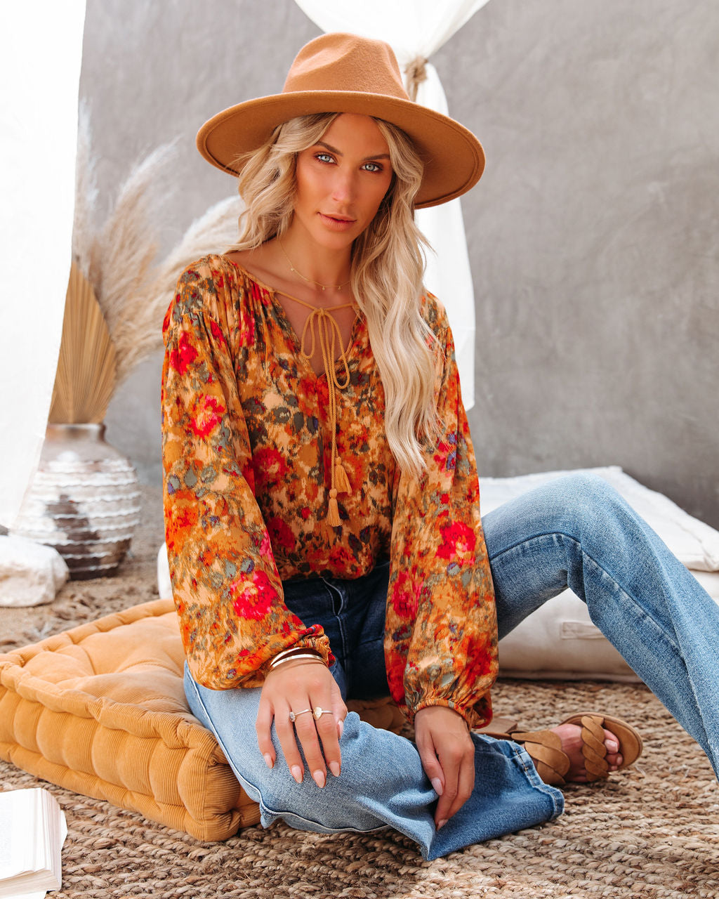 Good Natured Printed Tassel Top