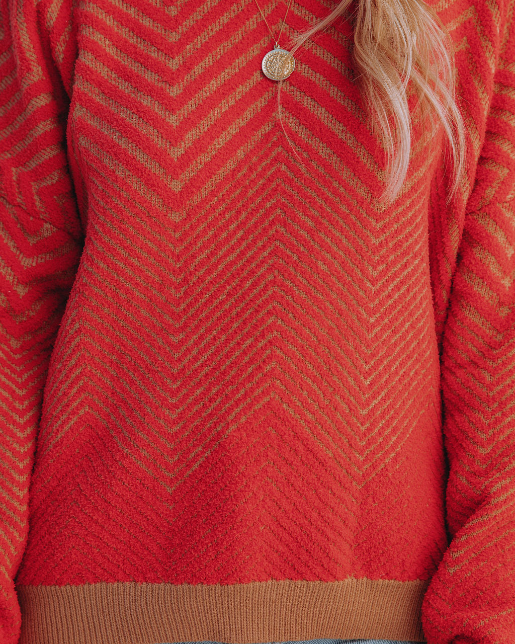 Got Snow Chevron Knit Sweater - Coral