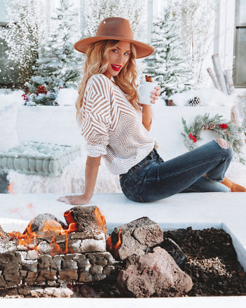 Got Snow Chevron Knit Sweater - Ivory