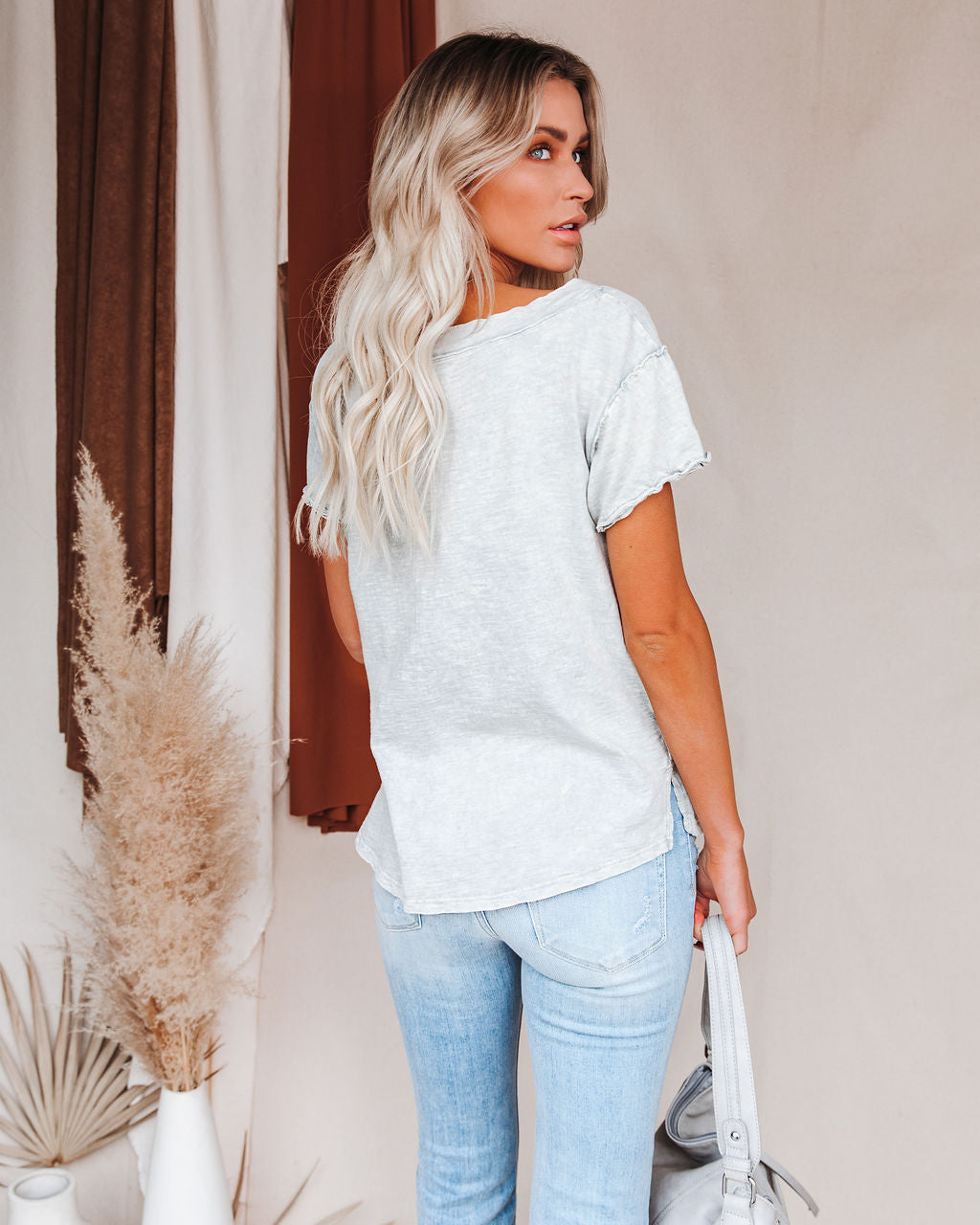 Grant Cotton Mineral Wash Tee - Slate Blue