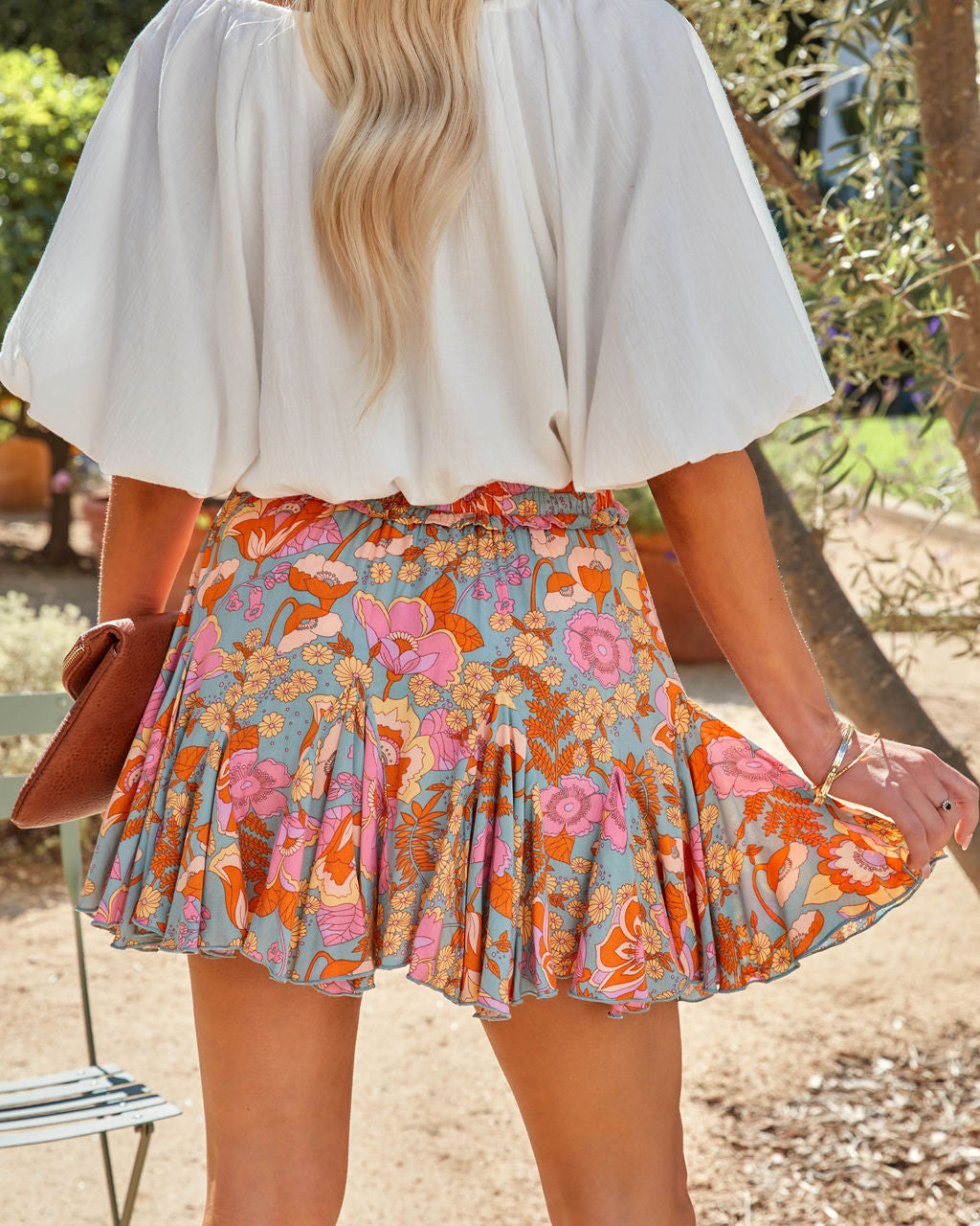 Greta Floral Ruffle Mini Skort - Sage