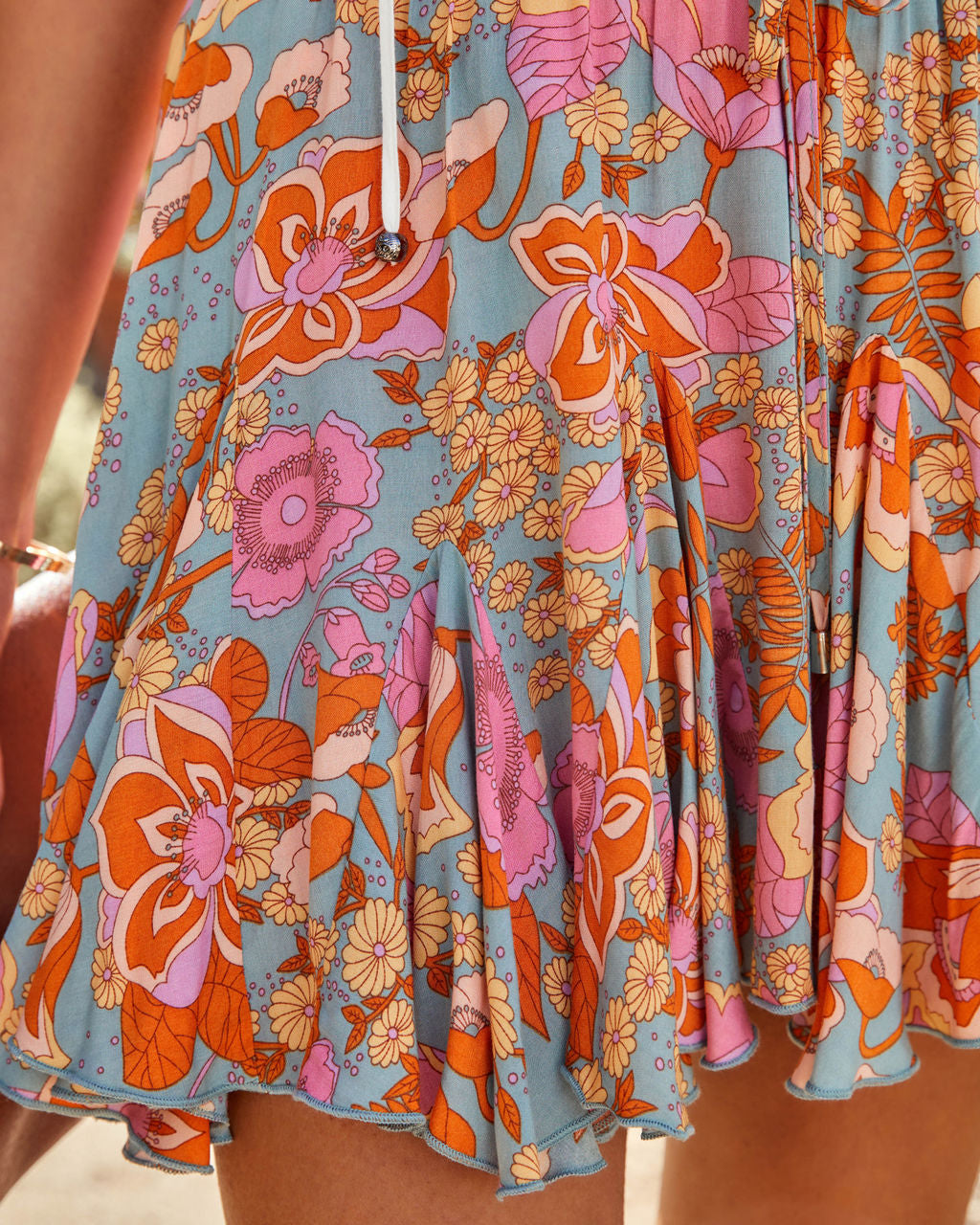 Greta Floral Ruffle Mini Skort - Sage