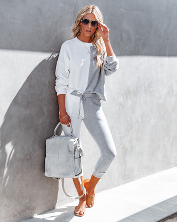 Grey Area Pocketed Colorblock Knit Joggers