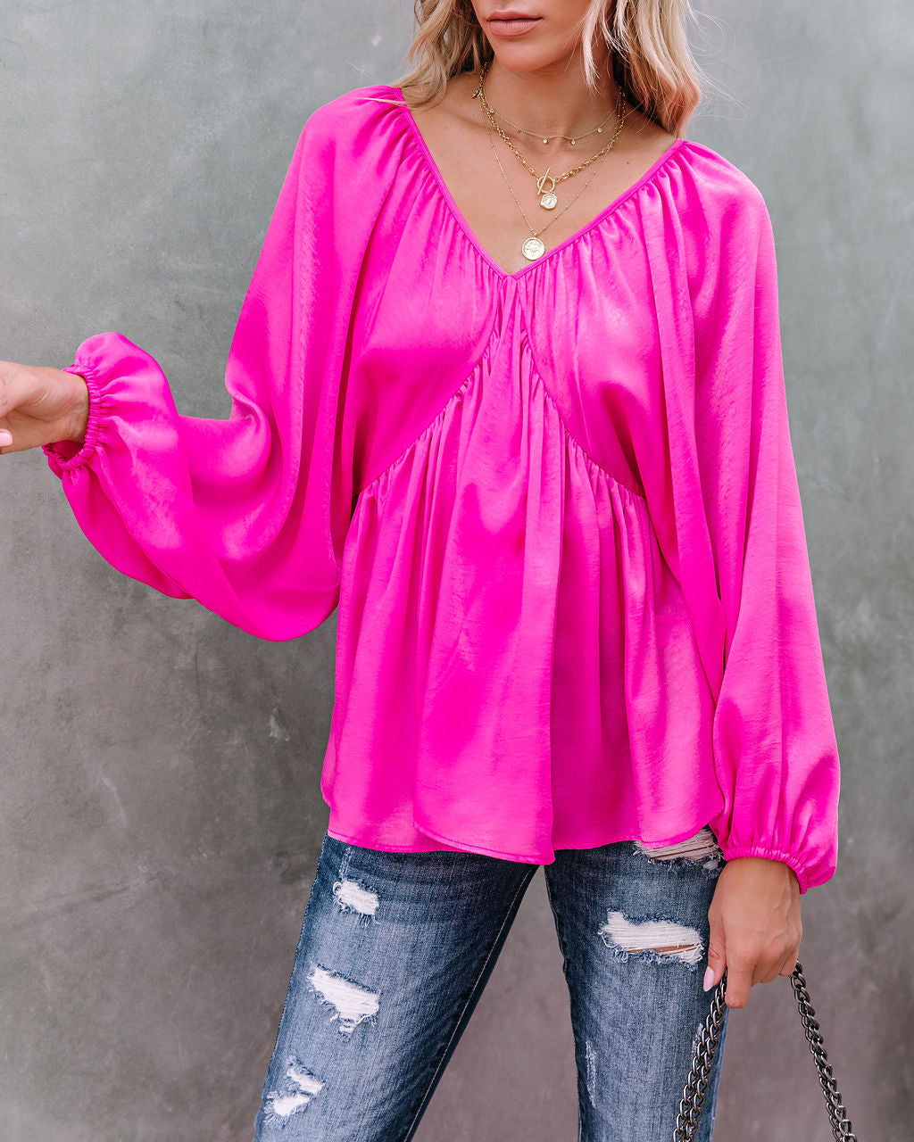 Guinevere Satin Babydoll Blouse