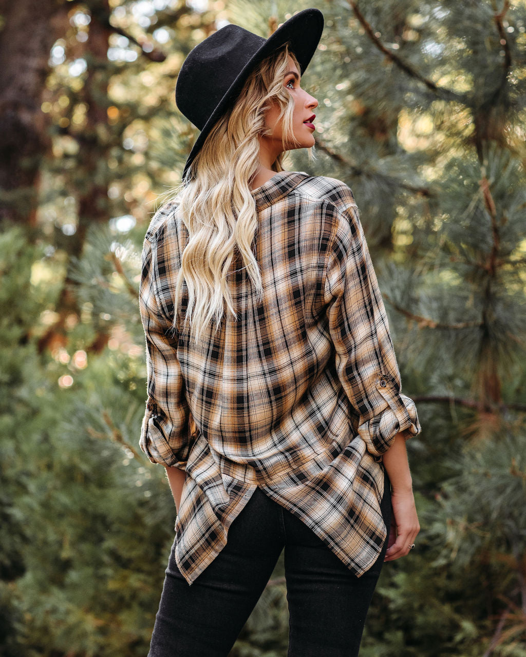 Hadid Plaid Button Down Top