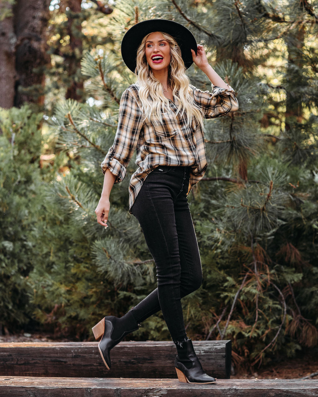 Hadid Plaid Button Down Top