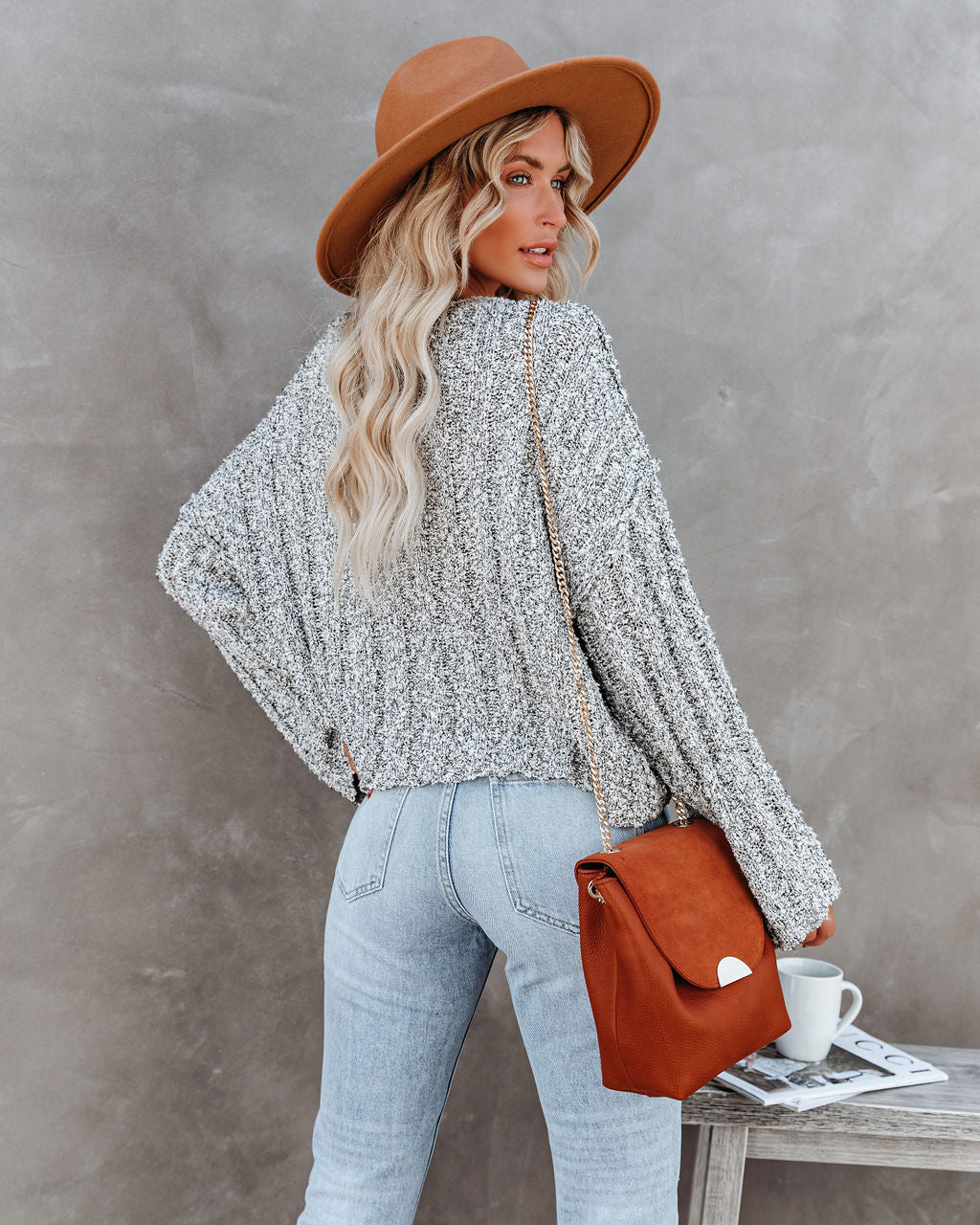 Kye Cotton Blend Knit Sweater - Speckled Black