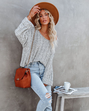 Kye Cotton Blend Knit Sweater - Speckled Black