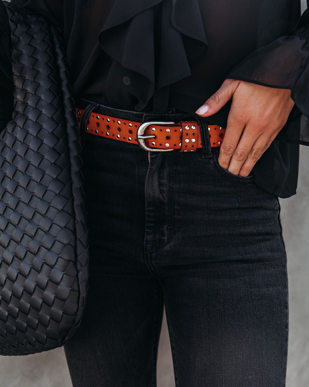Lagoon Studded Faux Leather Belt