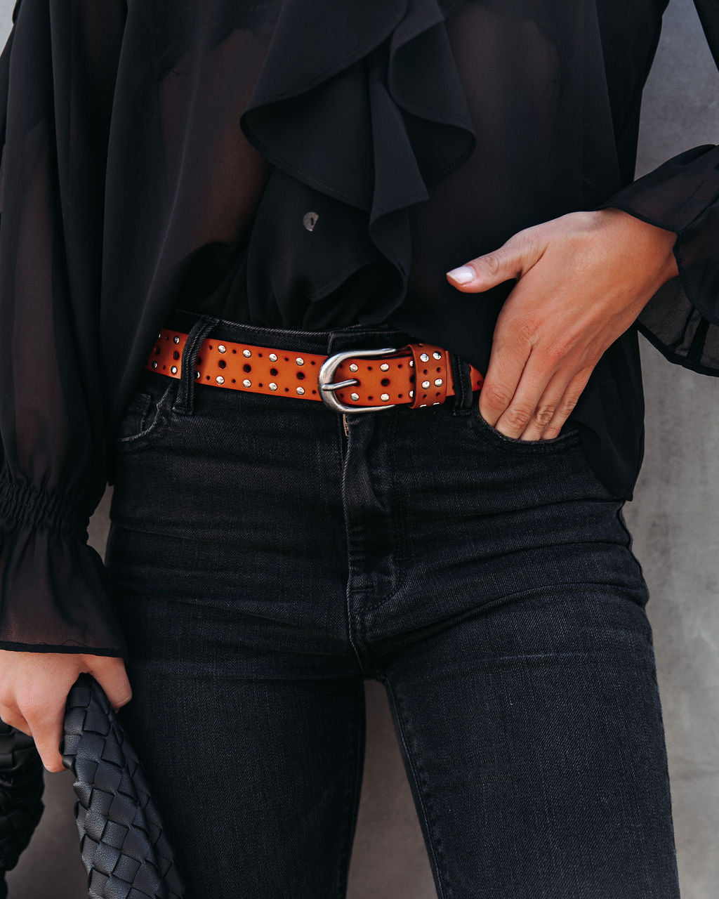 Lagoon Studded Faux Leather Belt