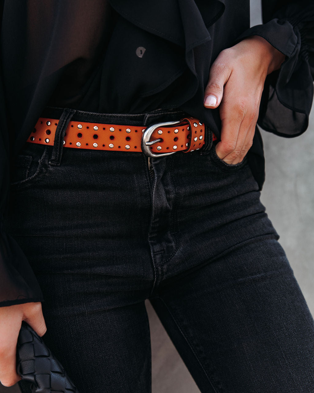 Lagoon Studded Faux Leather Belt