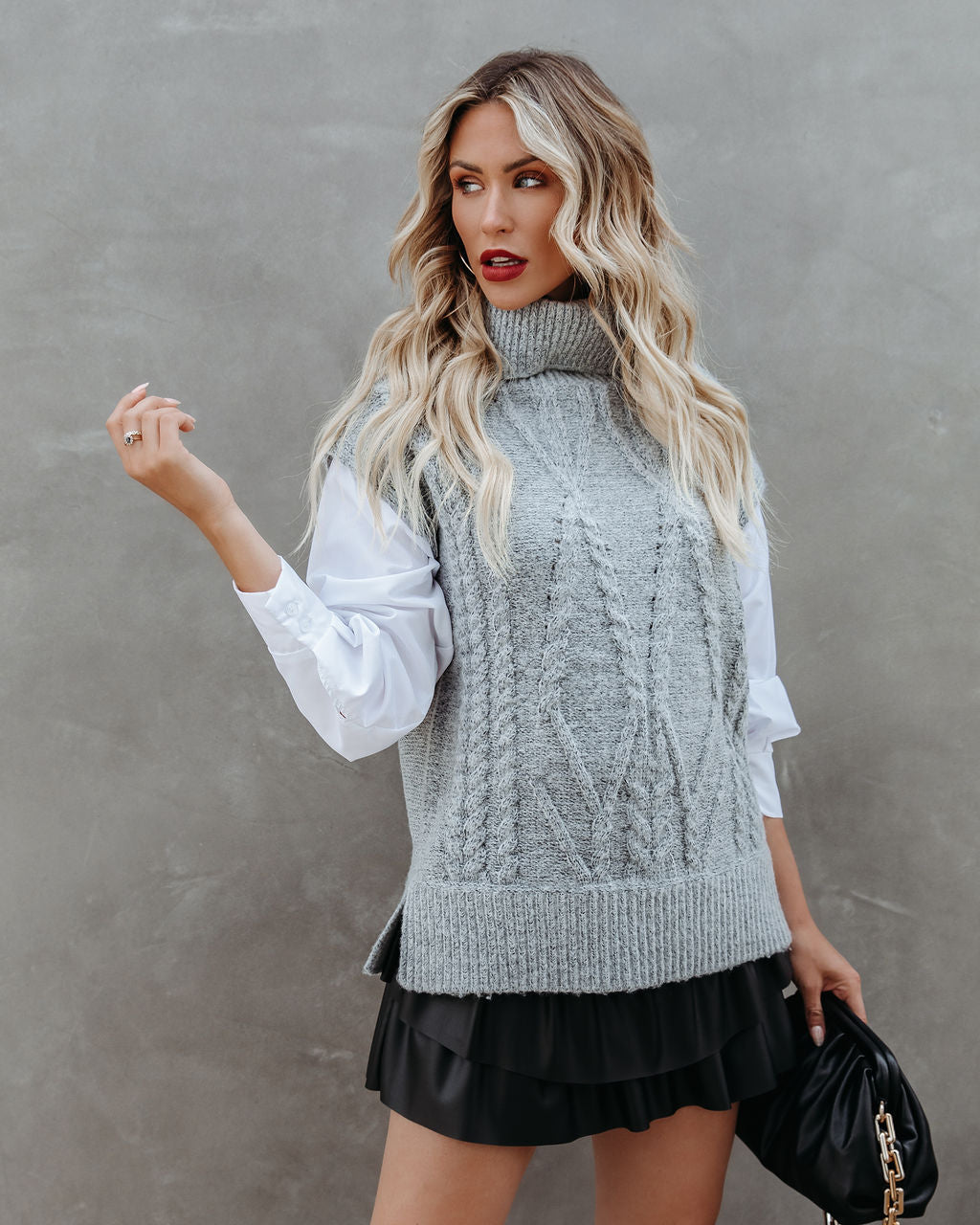 Lancel Contrast Poplin Turtleneck Sweater