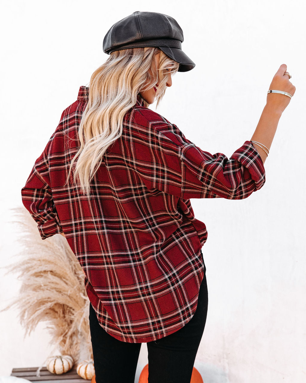Lannah Cotton Blend Plaid Button Down Top