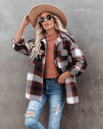 Liles Plaid Button Down Wool Blend Shacket