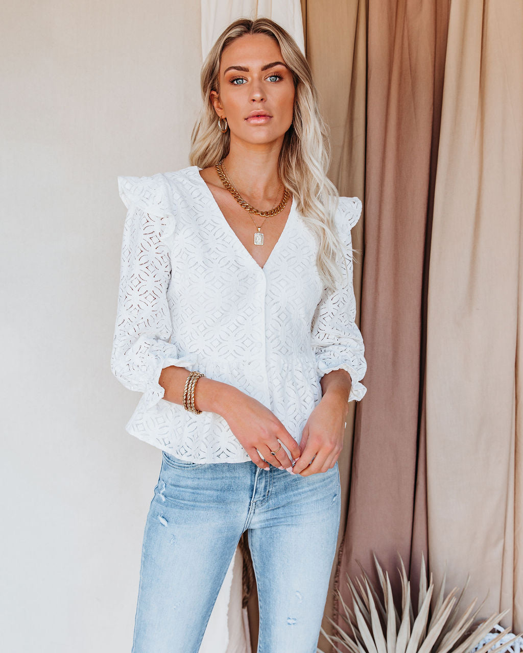Live Learn Love Lace Peplum Top