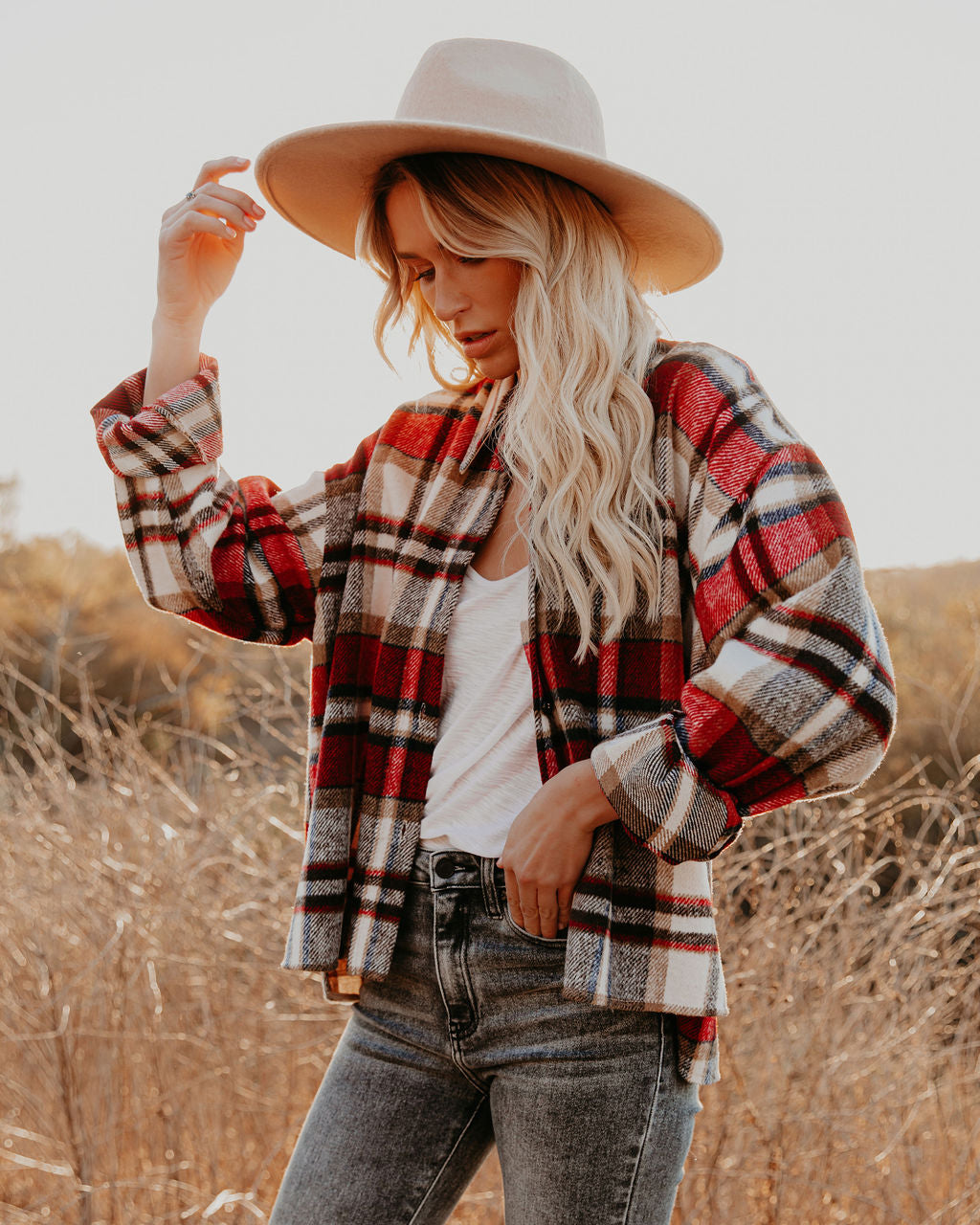 Liverpool Plaid Button Down Shacket