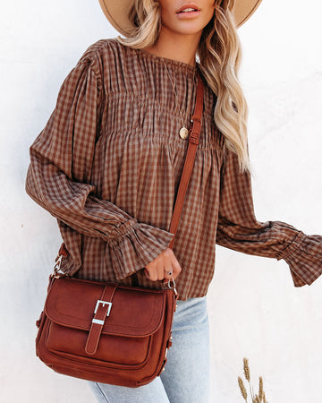 Lizzie Faux Leather Crossbody Bag - Cognac