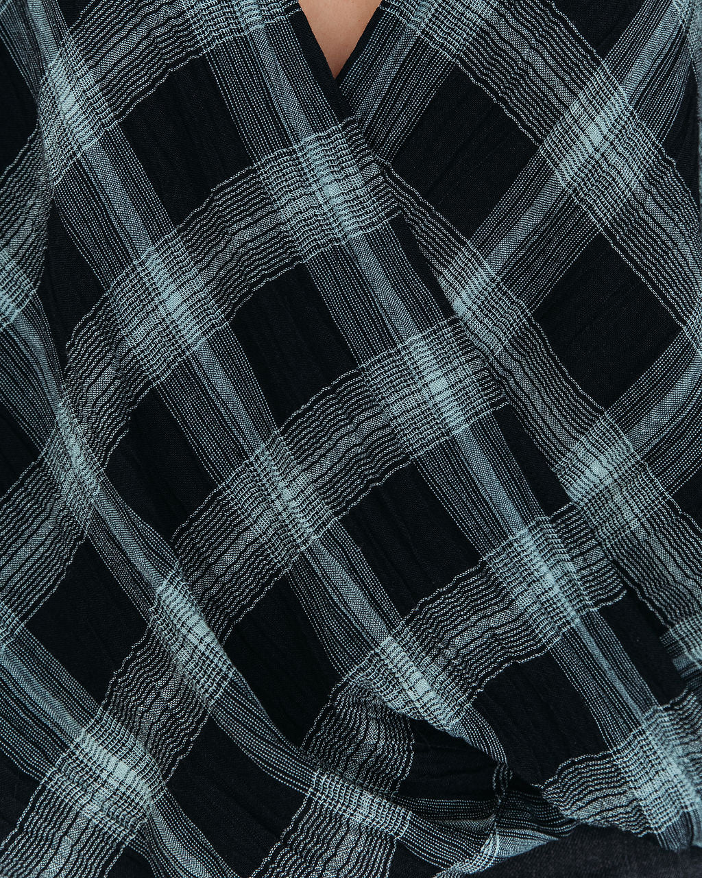 Lonzo Cotton Plaid Bell Sleeve Top - Black