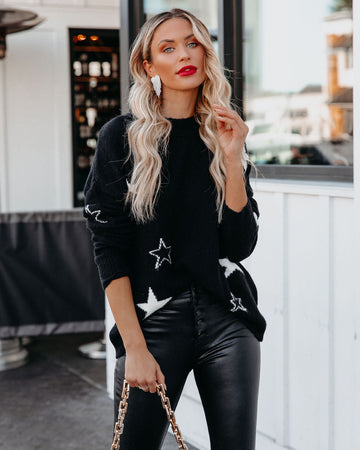 Look Up Knit Star Sweater - Black