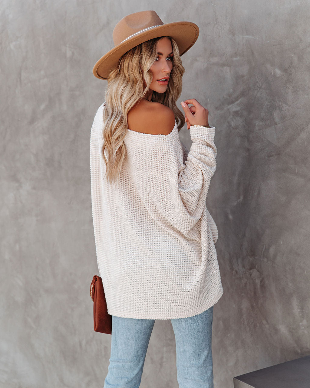 Lovell Boat Neck Thermal Knit Top - Oatmeal