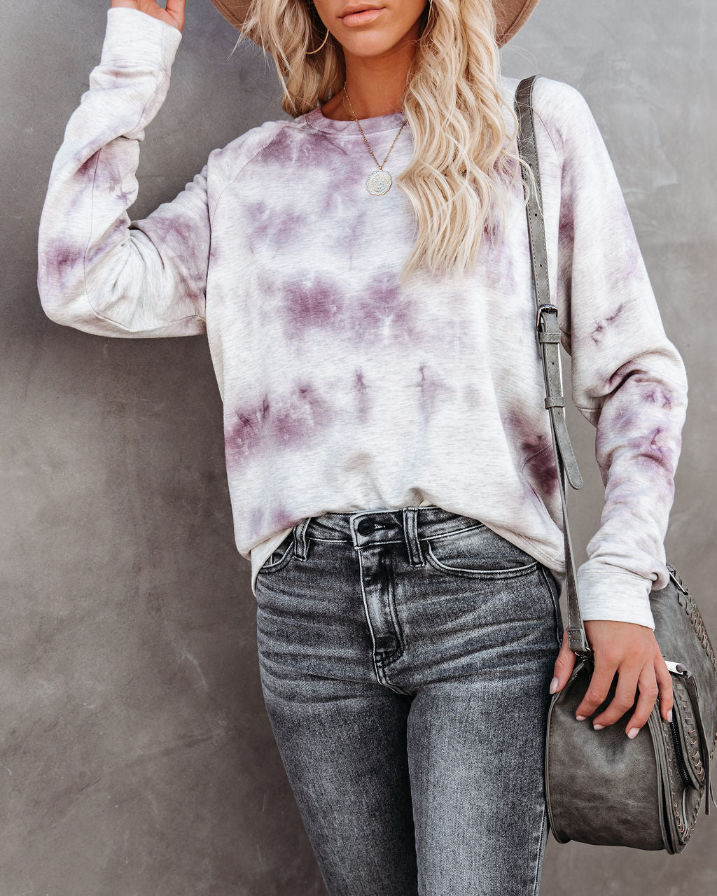 Love Song Tie Dye Soft Knit Pullover - Lavender Grey