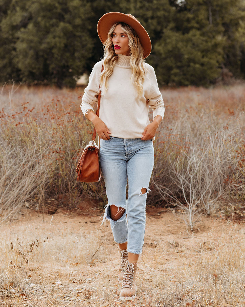 Luciana Turtleneck Knit Sweater - Oatmeal