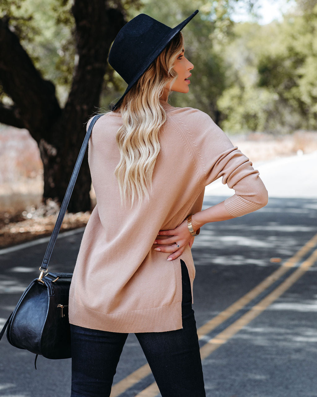 Luciana Turtleneck Knit Sweater - Latte