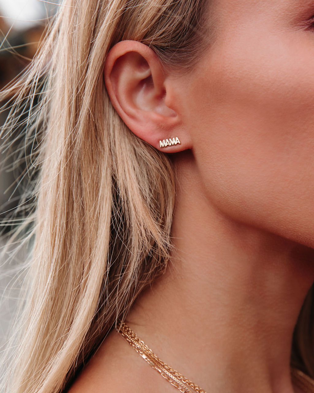 Mama Gold Stud Earrings