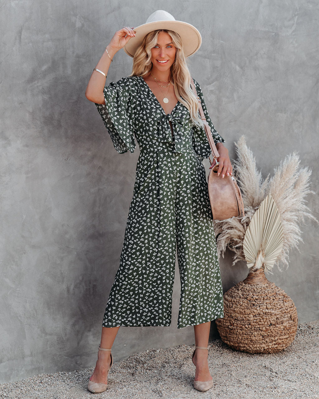 Marini Printed Tie Front Jumpsuit