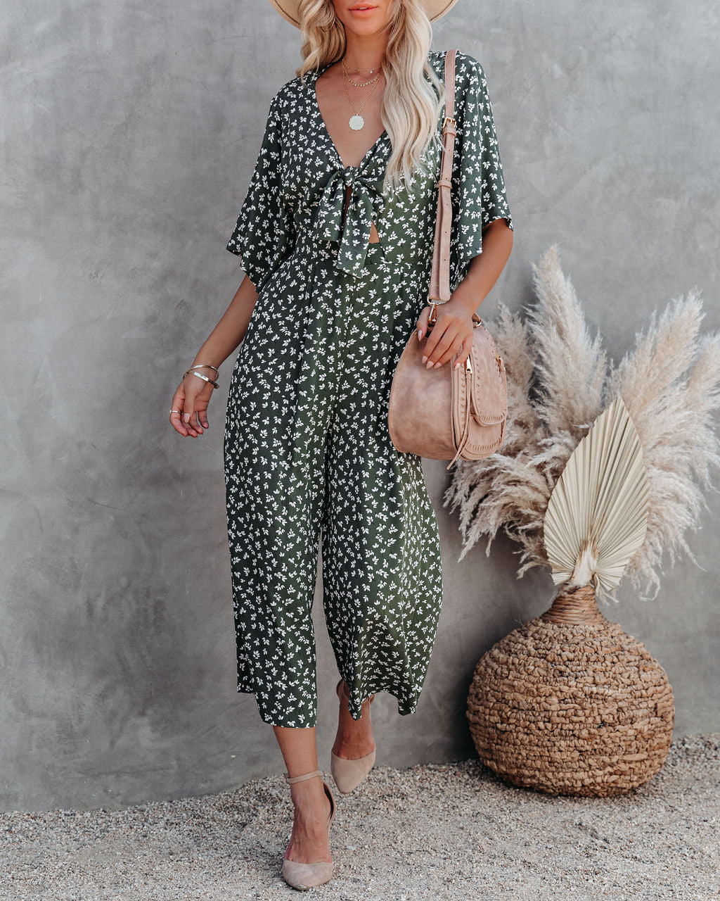 Marini Printed Tie Front Jumpsuit