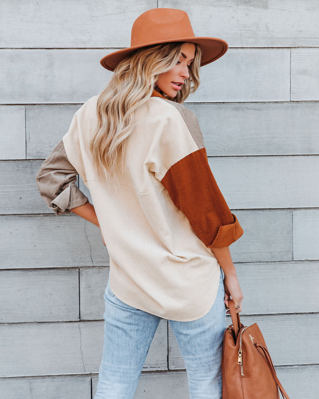 Mav Cotton Corduroy Colorblock Shacket