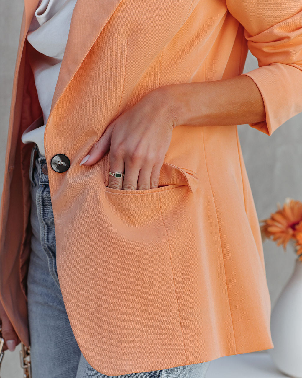 Meena Pocketed Blazer - Pale Orange