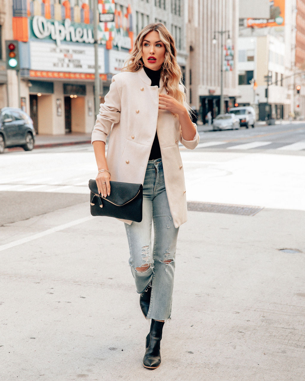 Meghan Pocketed Peacoat - Ecru