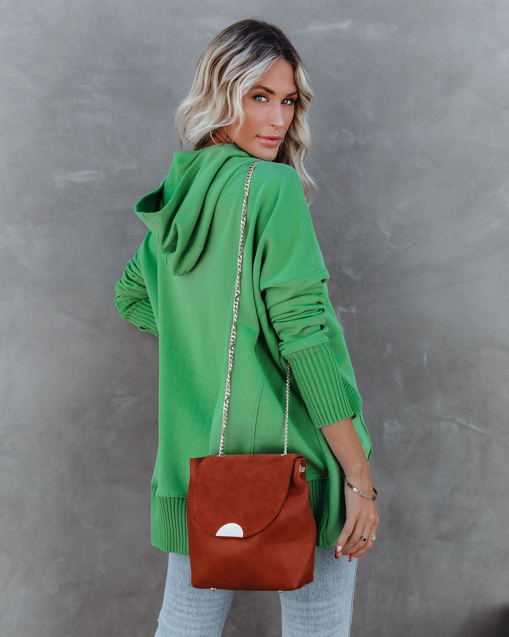 Mindful Cotton Pocketed Henley Hoodie - Green