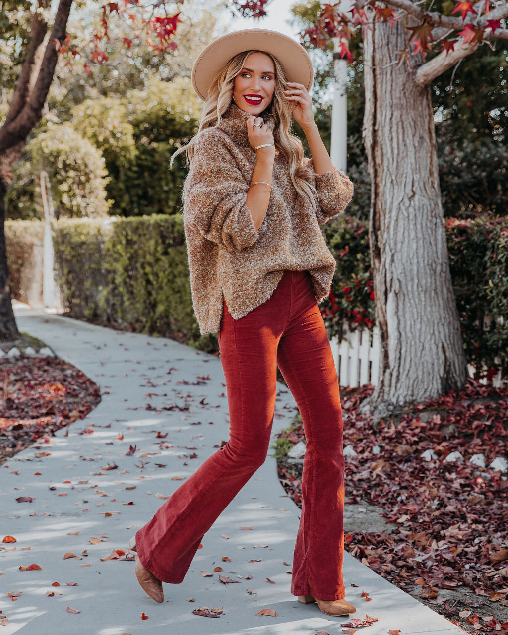 Moira Turtleneck Knit Sweater - Caramel