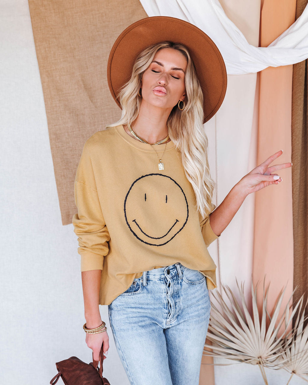 More Smiles Cotton Blend Embroidered Pullover