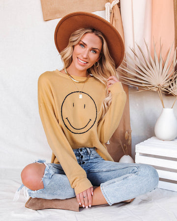 More Smiles Cotton Blend Embroidered Pullover