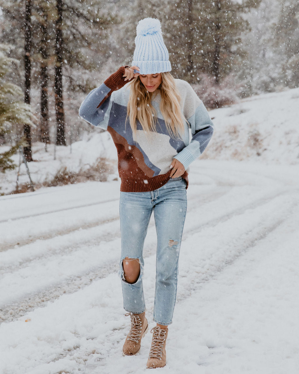 Mountain Breeze Knit Sweater - Blue Combo