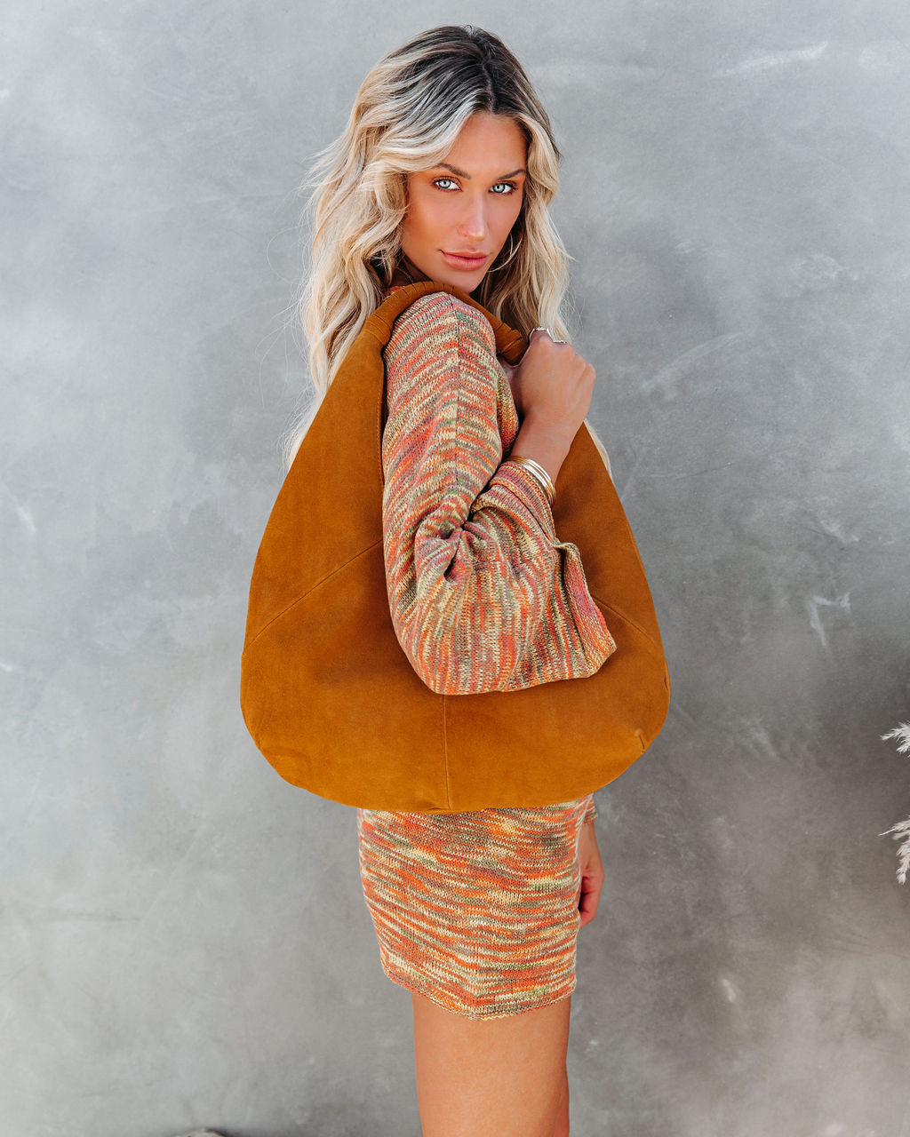 Mozzy Suede Shoulder Bag - Mustard