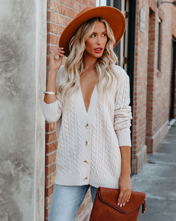 Musa Button Front Cable Knit Cardigan