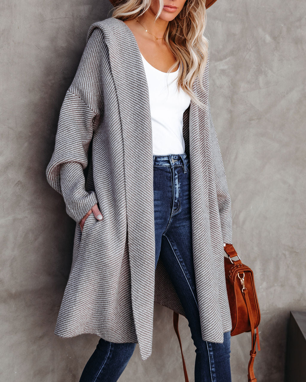 Myres Pocketed Hooded Knit Cardigan - Mocha