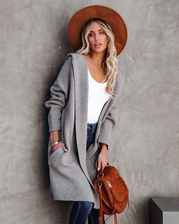 Myres Pocketed Hooded Knit Cardigan - Mocha