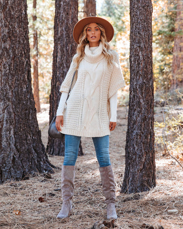 Nana Cable Knit Poncho Sweater