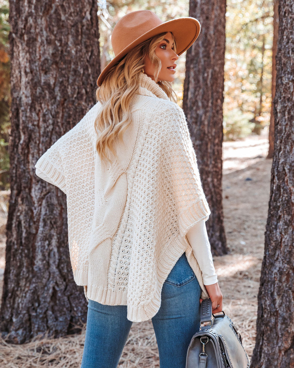Nana Cable Knit Poncho Sweater